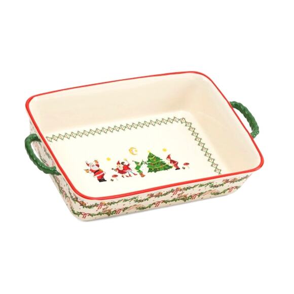 Cath Kidston Christmas Legends Garland Rectangle Roasting Dish Stoneware 8x14 - Picture 2 of 10